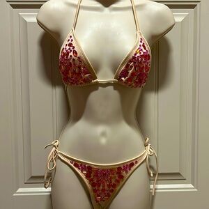 ASOS SWIM PINK EMBELLISHED JEWELED BIKINI **NWOT**